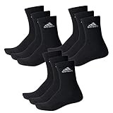 adidas CUSHIONED CREW Tennissocken Sportsocken Damen Herren Unisex 9 Paar, Farbe:Black, Socken & Strümpfe:43-45