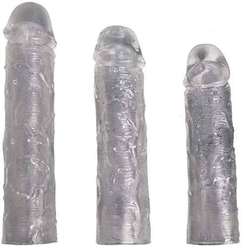 WOCAO Penis Sleeve Extender Clear Silikon Verlängerung Sex Spielzeug Wiederverwendbare Cock Enlarger Kondom Hülle Verzögerung Ejakulation Spielzeug für Männer 3 Stücke