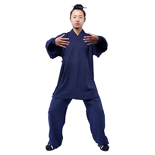 G-like Tai Chi Uniform Kleidung - Qi Gong Kampfkunst Wing Chun Shaolin Kung Fu Training Dao Bekleidung - Hanf (Marineblau, XXXL)