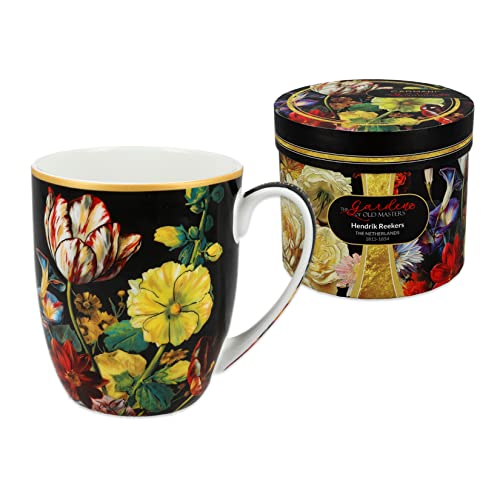 CARMANI - Floral Tea Cup Kaffeebecher Heißgetränk in Geschenkbox verziert mit Hendrik Reekers, A Stillleben with Dahlias 450ml