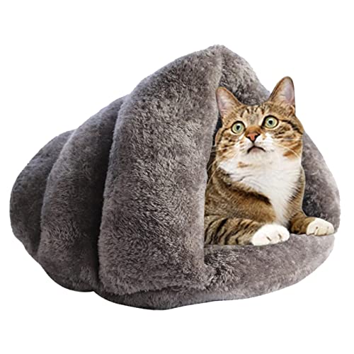 C/Y Hundehöhlenbett - Dickes Fleece, warmes, weiches Bett für Hunde - Dreieckiges Katzenbett, beruhigendes und gemütliches, bezogenes Schlafkissen für Kuscheltiere und Wühler