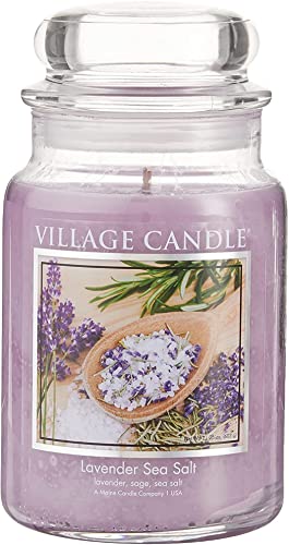 Village Candle Duftkerze im Glas, Lavendel, Meersalz, 740 ml, groß