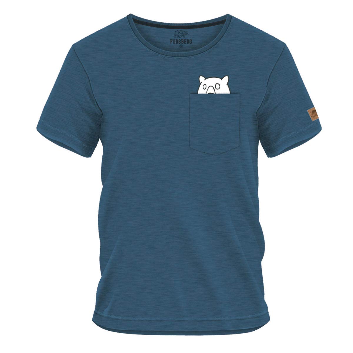 FORSBERG Ölbrorson T-Shirt Brusttasche mit prostendem Bier Bär Funshirt Rundhals bequem robust, Farbe:blau, Größe:XL