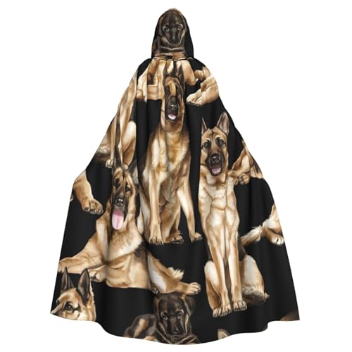 Bxzpzplj Umhang mit Kapuze für Damen und Herren, Motiv: Deutscher Schäferhund, mit Kapuze, Cosplay-Kostüme, Umhang, 185 cm