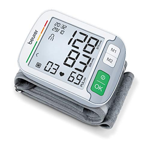 Beurer BC 51 Handgelenk-Blutdruckmessgerät, Positionierungsanzeige, XL-Display, farbiger Risiko-Indikator, Arrhythmie-Erkennung, 2 x 120 Speicherplätze