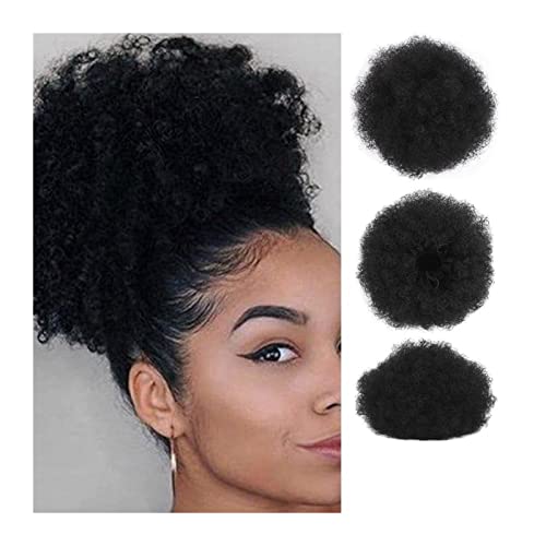 Afro-Puff mit Kordelzug-Pferdeschwanz-Verlängerung Curly Bun Synthetische kurze Pferdeschwanz-Perücke for schwarze Frauen Haarknoten (Color : 1B#)