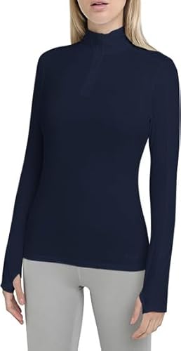 TCA Damen Fusion Quickdry Leichtes Laufshirt mit Reißverschlusstasche - Dunkelblau, M