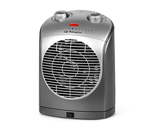 Orbegozo FH5022 Vertikaler Thermoventilator, 2.200 W, 2 Einstellungen, Kaltluft, Thermostat, oszillierend, silberfarben