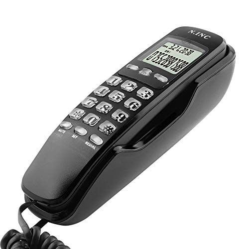 Eboxer Mini-Wand Telefon eingehende Anrufer ID LCD Display Festnetz-Telefon mit Anrufbeantworter für Home Office Hotel(schwarz)