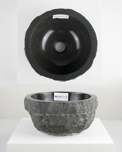 30 cm rundes Marmor Waschbecken in schwarz von WOHNFREUDEN - Mit Unikat Auswahl
