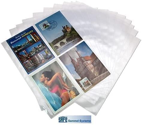 SAFE 5471 50 x SAFE Fotohüllen DIN A4 - Format 10 x 15 CM - Platz für bis zu 400 Urlaubsbilder - Ideal für Fotos, Bilder, Postkarten, Autogrammkarten - universal Lochung - Weichmacherfrei
