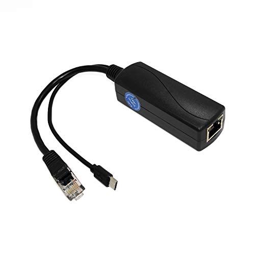 USB0503 USB-Splitter, 5 V, 3 A, IEEE 802.3af/at Standard 10/100 Mbps für Raspberry Pi 3B, Tablets, Dropcam Power Over Ethernet USB-Splitter-Adapter (USB0503, Schwarz)
