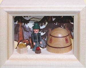 Rudolphs Schatzkiste Weihnachtsdekoration Miniaturrahmen Glasbläser BxH 5,5x7 cm NEU Mini Seiffen Miniatur Rahmen Stube Kästchen Holz Dekoration Erzgebirge Holzkunst