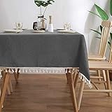 Rechteck Tischdecke ，Abwaschbar Leinen Tischtuch，100x110cm(39.37x43.3in) Tischdekoration ，für Home Küche Dekoration Verschiedene ,Grau
