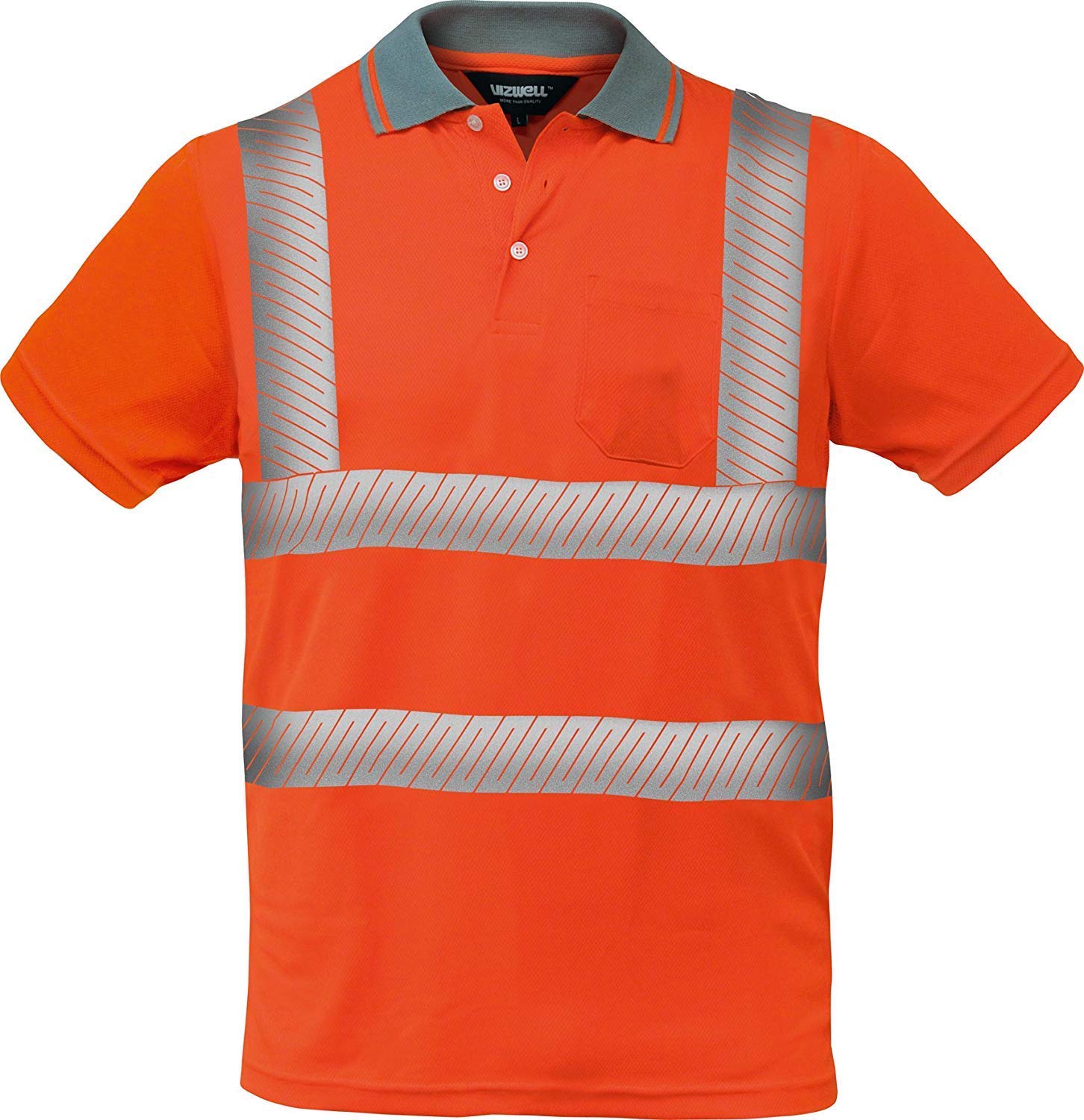 Warnschutz Polo-Shirt Coolpass mit segmentierten Reflexstreifen,Atmungsaktiv,orange oder gelb Gr.XS - 5XL (XXL, orange)