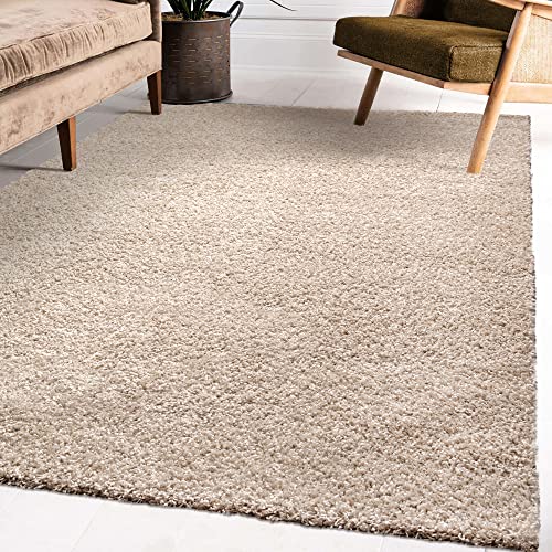 Impression Wohnzimmerteppich - Hochwertiger Öko-Tex zertifizierter Flächenteppich - Solid Color Teppich Beige - Größe 160x230