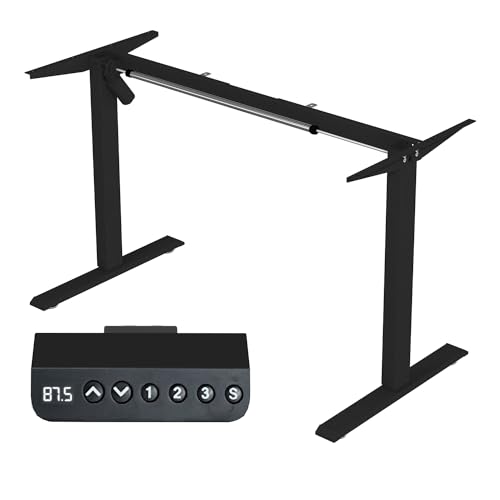 Panana Höhenverstellbarer Tisch Gestell, Elektrisch Schreibtisch Belastbar bis 80KG, Tischgestell mit Memory-Funktion 3 Höhen voreingestellt (Schwarz)