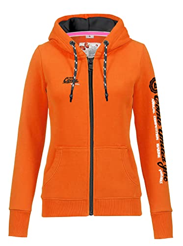 M.Conte Damen Sweatshirt Kapuzenpullover Jacke mit Kapuze Hoodie Pullover Sweatjacke Kapuzenjacke Sweater Sweat-Shirt-Jacke (S Neon Orange)
