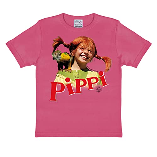 Logoshirt Pippi Langstrumpf - Herr Nilsson T-Shirt Kinder Mädchen - pink - Lizenziertes Originaldesign, Größe 92/98, 2-3 Jahre