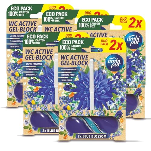 Ambi Pur WC Active Gel-Block 2x45g Blue Blossom - WC Duft (5er Pack)