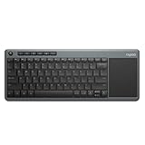 Rapoo K2600 kabellose Multimedia Tastatur wireless Keyboard flaches Design 12 Monate Batterielaufzeit DE-Layout QWERTZ für Smart TV/ Media PC & Mac , Classic, grau