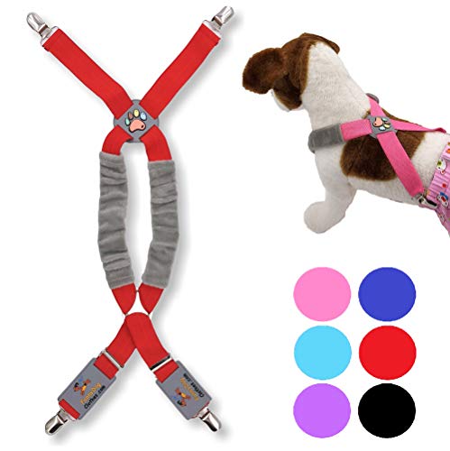 FunnyDogClothes Hunde-Hosenträger für Haustierkleidung, Windeln, Hosen, Röcke, Bauchbänder für kleine, mittelgroße und große Hunde (XS/M: 4-11,3 kg, rot)