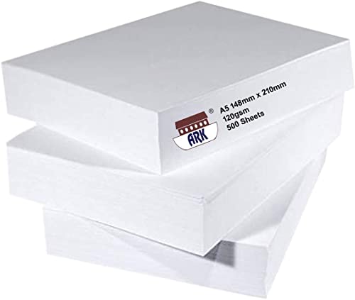 ARK Dickes Druckpapier, 120 g/m², für alle Drucker, A5, 500 Stück, Weiß