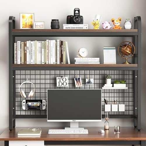 Verstellbares Schreibtisch-Bücherregal Mit 2 Ebenen - Desktop-Display-Regal, Mehrzweck-Bücherregal Aus Holz Mit Arbeitsplatte, Verstellbares Aufbewahrungsregal, Organizer-Rack ( Color : A , Size : 75C