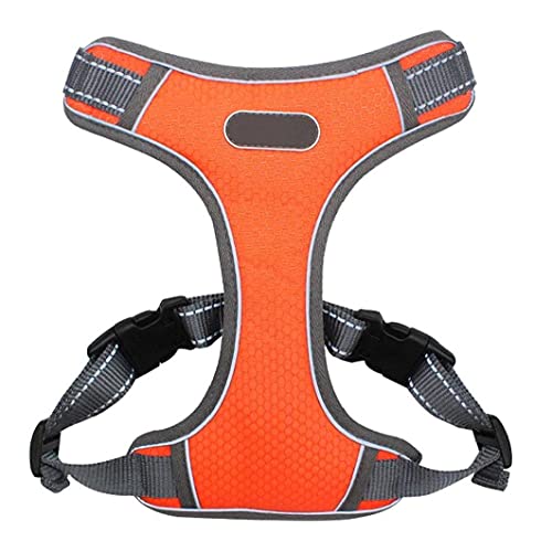 Reflective Mesh Dog Harness - Puppy Harness and Leash Set,Soft Mesh Dog Vest Harness, Reflective Orange M