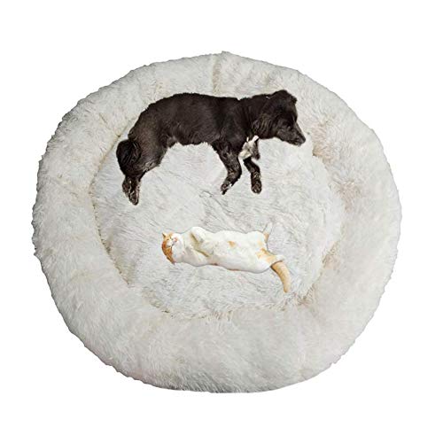 Maran Hundebett Grosse Hunde Gemütlich Hundesofa für mittelgroße,große Hunde-Weich u,Waschbar,Donut Cuddler,Warmes Hundekatzenkissen-Weiß-100cm
