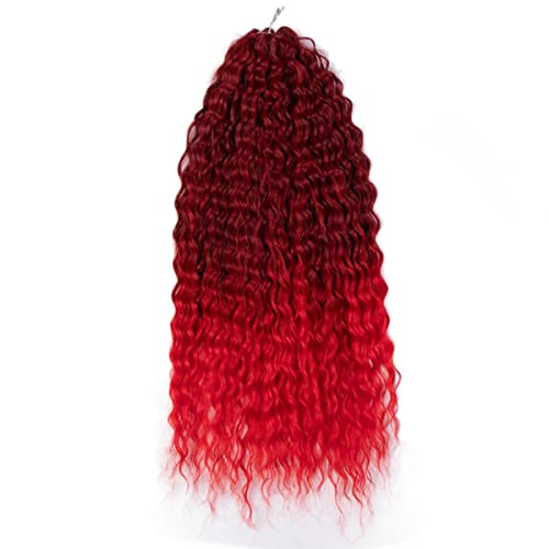 Curl Hair Water Wave Twist Crochet Hair Ombre Blonde 25 Zoll Synthetic Braid Hair Deep Wave Braiding Hair Extension-T1B-RED,24inches-300g