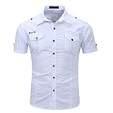 Herren Klassisch Kurze Ärmel Arbeit Shirts Größen Normale Passform (XXXL, Weiß)