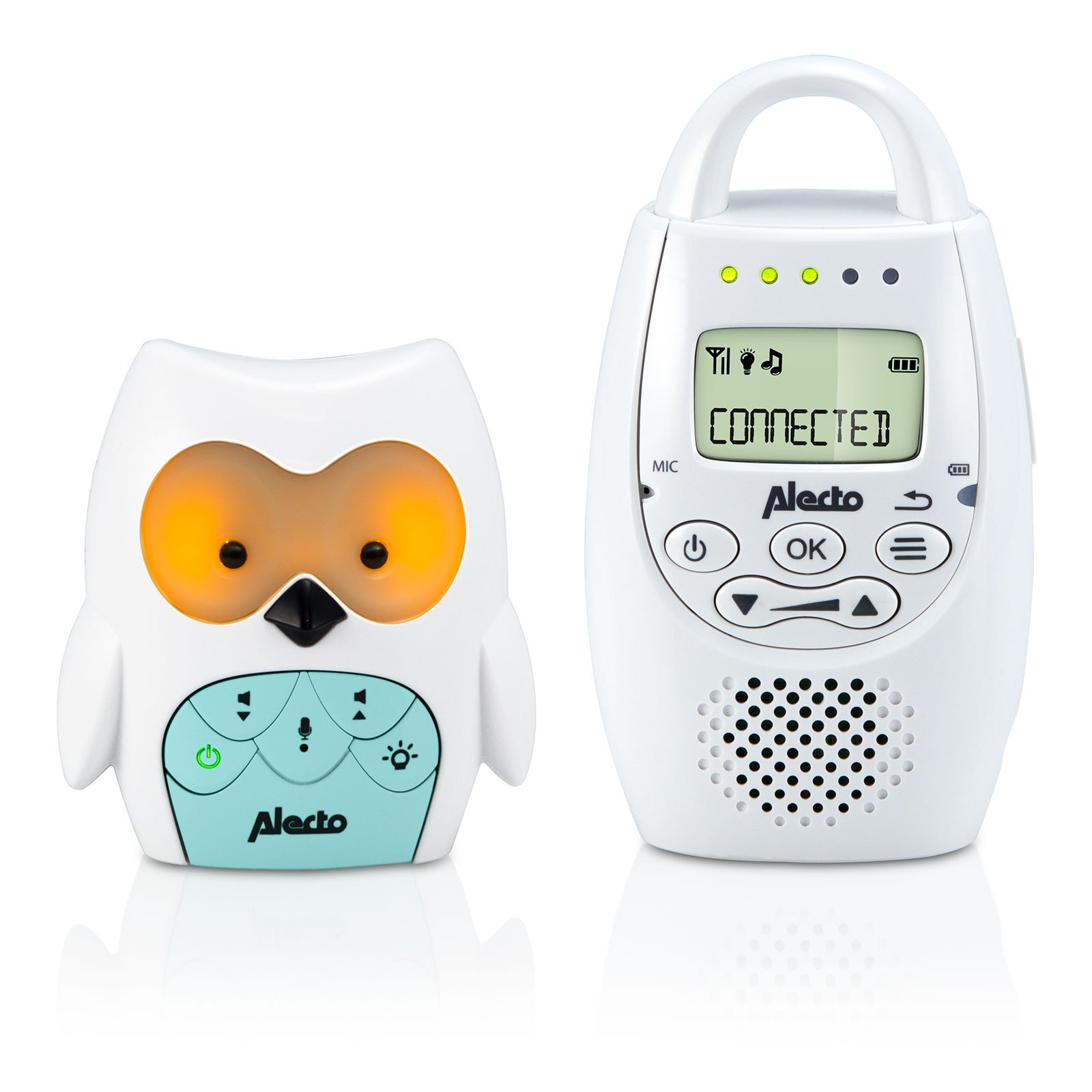 Alecto DBX-84 DECT Baby Monitor Einer Eule - Audio Baby Monitor Perfekter Klang mit Nachtlicht - Baby Monitor mit Talkback Funktion und ist 100% störungsfrei - Weiß