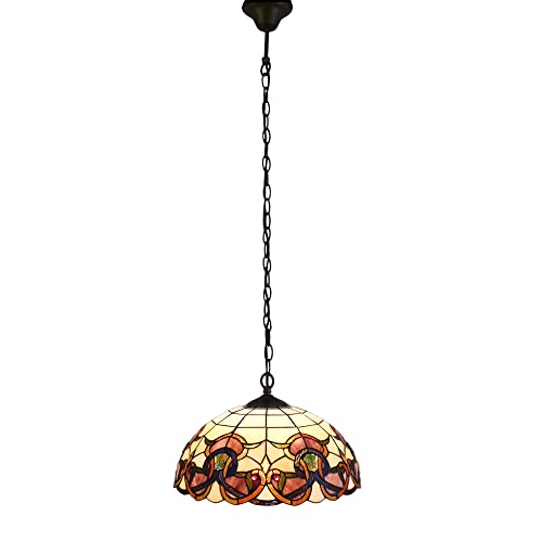 Tiffany-Decken-Hänge-Pendel-Leuchte-Lampe COSIMA D: 41cm, 1x E27, aus echtem Tiffany-Glas Handarbeit