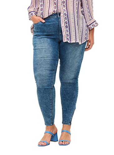 Zizzi Damen Große Größen Cropped Super Slim Fit Jeans Gr 44 Blau