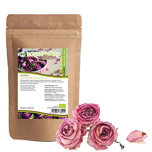 Mynatura Bio-Rosenblütenblätter Tee Welness Natur Superfood Bioqualität 100g (2 x 100g)