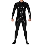 100% Latex-Gummi Schwarze Herren-Bodysuit-Rennuniform,Schwarz,XS