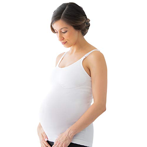 Medela Schwangerschafts- und Still-Tanktop, ohne Bügel und nahtlos, Komfort und Bequemlichkeit zum Stillen, Größe L, Weiß