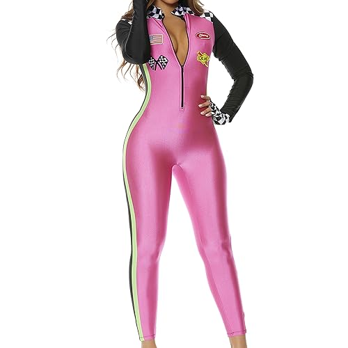 Forplay Damen Zoom Sexy Rennfahrer Kostüme in Erwachsenengröße, neon pink, S-M