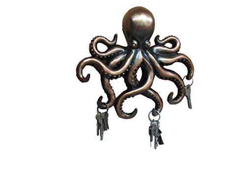Dekorativer Oktopus Schlüsselhalter mit Bronze-Finish, Wanddekoration, 27,9 cm