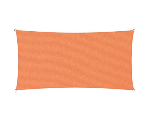 Lumaland Sonnensegel inkl. Befestigungsseile - Rechteck 2 x 4 Meter - 160 g/m² Polyester mit doppelter PU-Beschichtung - UV-Schutz 30+, wasserabweisend, atmungsaktiv, wetterbeständig - Orange