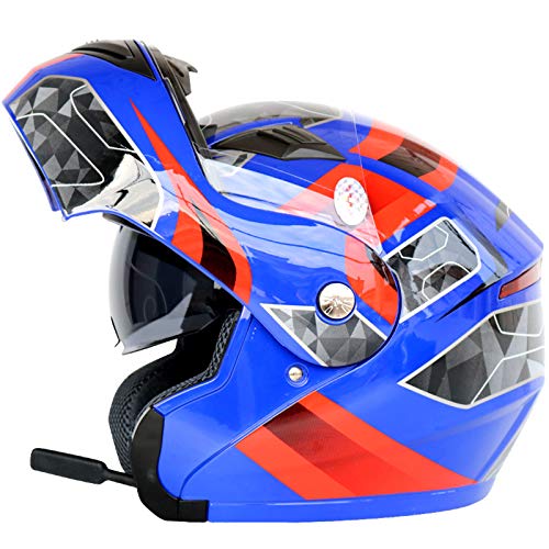 GAOZ Bluetooth Integralhelm, Modular Full-Face Motorrad-Helm mit Anti-Fog-Linse, DOT-Zertifiziert Flip up Integral-Helm Full Face Bluetooth Jethelm Crash Motorcross-Helme, 59-64 cm