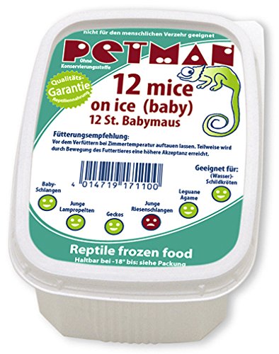 Petman Mice on Ice BABY, 9 x 12 Stk.-Dose,Tiefkühl-Reptilienfutter ohne chemische Zusätze und Konservierungsstoffe