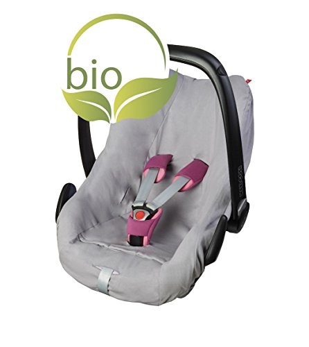 ByBoom® - Sommerbezug, Schonbezug für Babyschale aus 100% BIO-Baumwolle, Universal für z.B. Maxi-Cosi, CabrioFix, Pebble, City SPS, Farbe:Grau