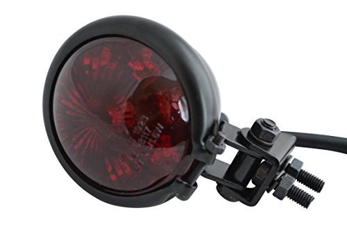 Motorrad LED Stop Rücklicht - Homologated - Glänzend Schwarz mit Rot Gläser für Cafe Racer, Scrambler, Maßgefertigt Projekt
