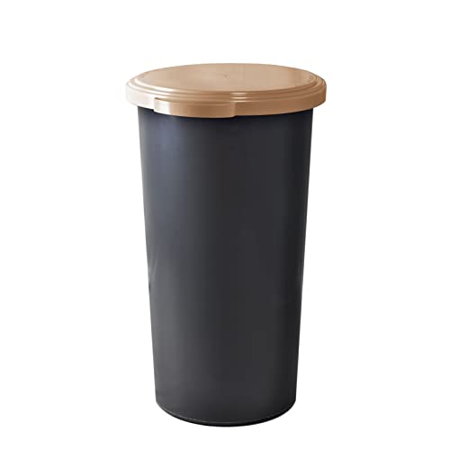 KUEFA 60L Müllsackständer mit flachem Deckel - Gelber Sack Mülleimer (Cappuccino)