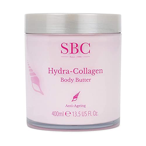 SBC Skincare - Bodylotion mit Meereskollagen - 400 ml - Nährt, Glättet und Belebt die Haut - Dickflüssig und Feuchtigkeitsspendend - Feuchtigkeitscreme für den Körper - Hydra-Collagen Body Butter