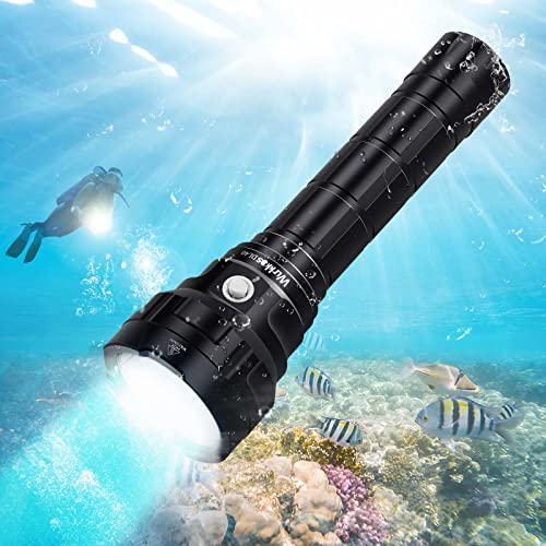 Wurkkos DL40 Tauch-Taschenlampe, hell, max. 5000 Lumen, Tauchlicht mit 4 Samsung LH351D, Unterwasser 150 m, hohe 90CRI wiederaufladbare Tauchlampe für tiefe Höhle