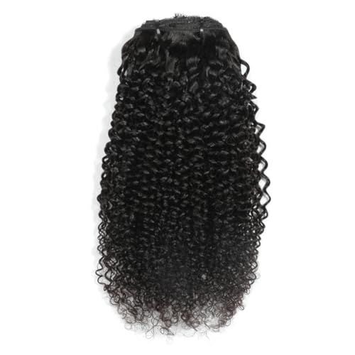 Haar-Perücke, Natürliche Locken, Clip-In-Haarverlängerungen, Ganzkopf-Sets, Afro-Haar-Locken, Clip-Ins-Bündel, Naturschwarz, 25,4 cm