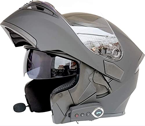 Klapphelm Motorrad Bluetooth-Helme,Modular-Klapphelm Integralhelm,DOT/ECE-zugelassen Motorradhelm Für Damen Und Herren,mit Lautsprechermikrofon Für Automatische Antworten (Color : F, Size : L=59-60c